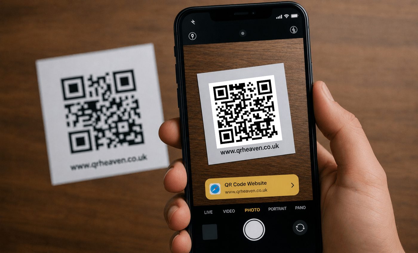 A visitor scanning a QR Heaven plaque with their phone