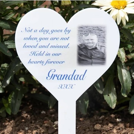 Personalised Acrylic In Loving Memory Heart Memorial Grave Marker