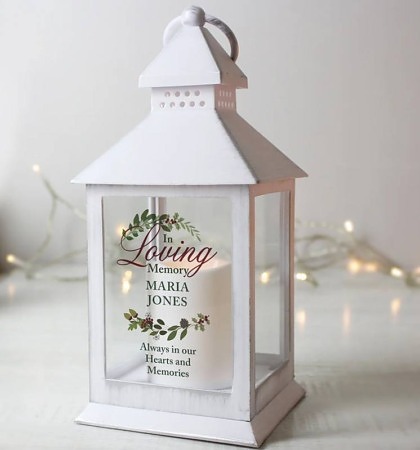 Personalised In Loving Memory White Lantern